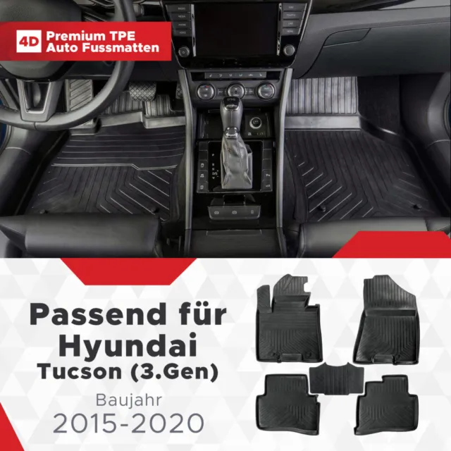 4D Premium Gummi Auto Fussmatten Set Passend für Hyundai Tucson (3.Gen) Bauja...