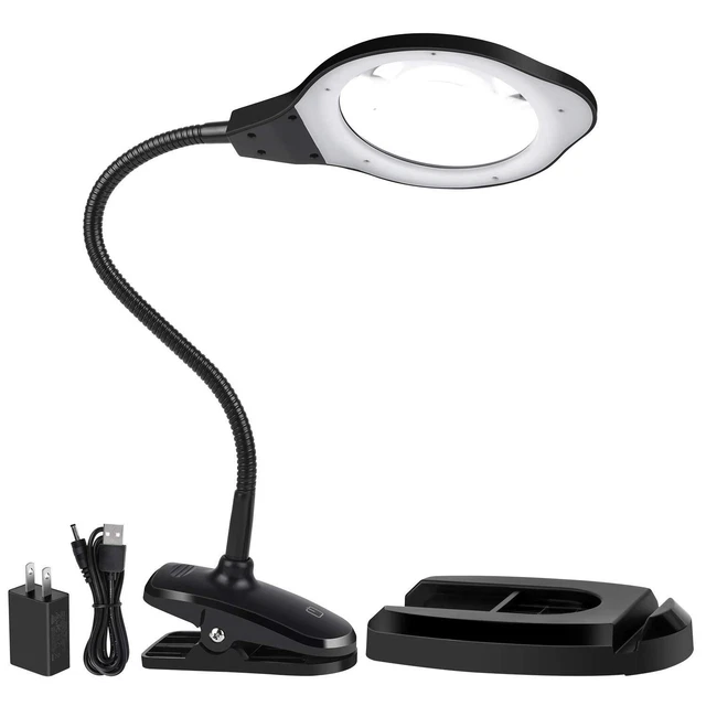 Magnifying Glass Lamp 2x Magnifier Light With Metal Clamp Table Base Holder Usb