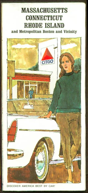 Citgo Road Map Massachusetts Connecticut RI 1967