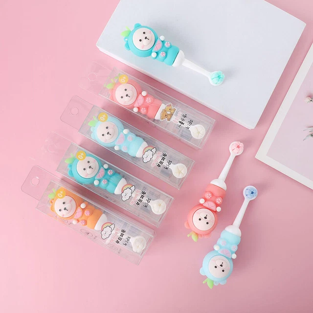 Children's Toothbrush Silicone Brush Handle Cartoon Bear Toothbrush Soft Bris ql
