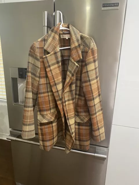 free people plaid coat size large