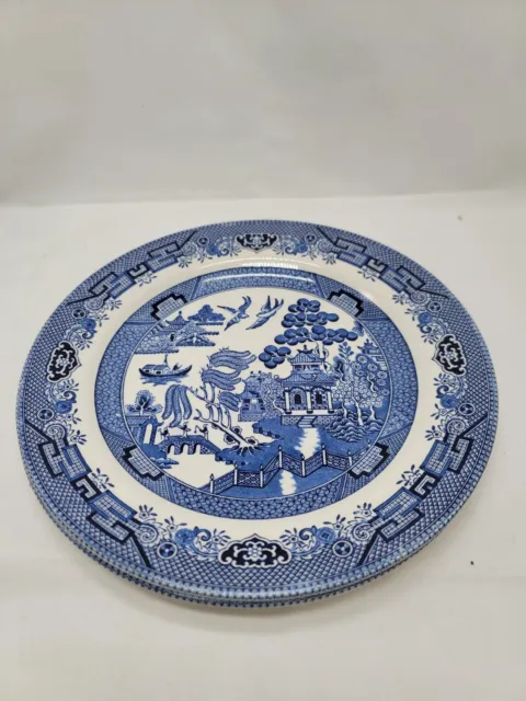 Churchill Blue Willow Plates 10.25" Made In Staffordshire England Set of 2