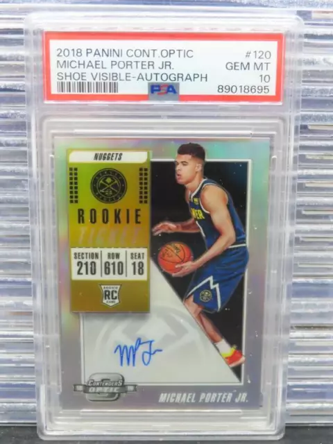 Boleto de novato Contenders Optic Michael Porter Jr 2018-19 automático RC #120 PSA 10