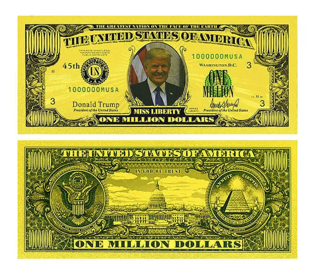 ★★ Usa / Etats Unis : Billet 1 Million Dollars President Donald Trump ★★ A