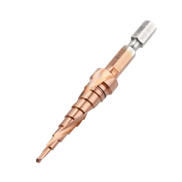 Spiral Groove Step Cone Drill Bit Titanium Coated Drilling Hole Cutter 3mm-12mm