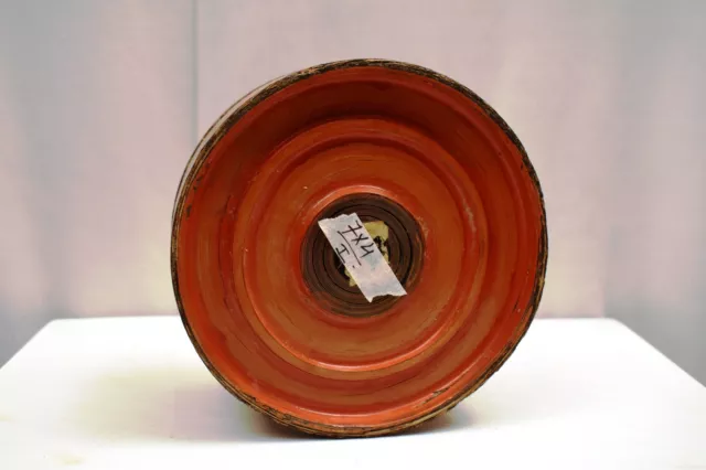 Antique Burmese (Bagan) Red Lacquered Coiled Bamboo Betel Nut Box Hand Painted"2 11