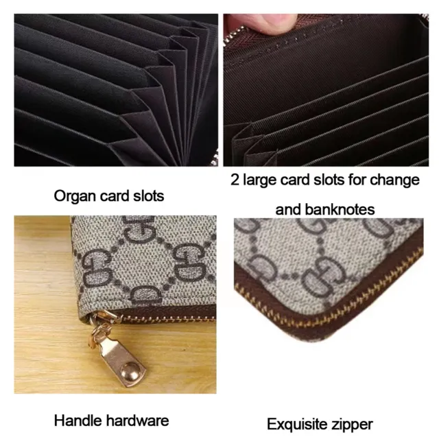 Mens Womens Leather Wallet Credit Card Holder RFID Blocking Zipper Pocket Purse 4