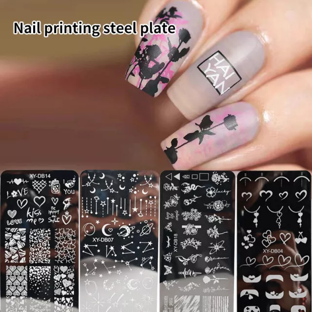 Stainless Steel Flower Polish Stamper Lace Love Heart Nail Art Stamping Plate