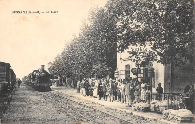 Cpa 34 Bessan / La Gare / Train