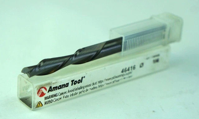Amana 46416 Carbide Spiral Plunge 1/4 x 1-1/8 Router Bit 1/4 Shank Down-Cut