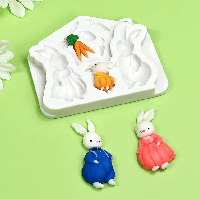 Easter Bunny Eggs Carrot Silicone Sugarcraft Mold Chocolate Cupcake Baking To Sp