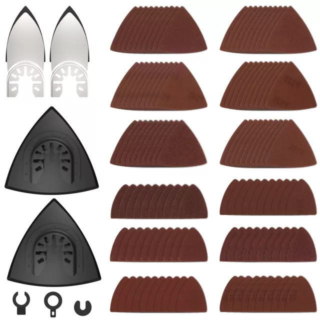 127pcs 60-240 Grit Triangular Sanding Paper Disc Pad Oscillating Multi Tool Set@