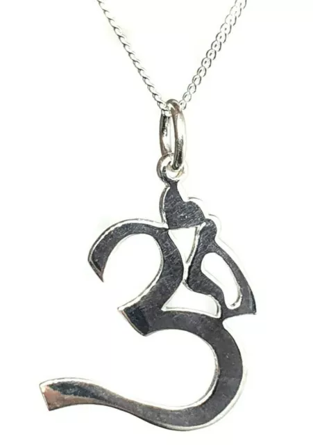 Om Collier Pendentif Argent Sterling 925 18" Bijoux Bouddhistes Boîte Namaste