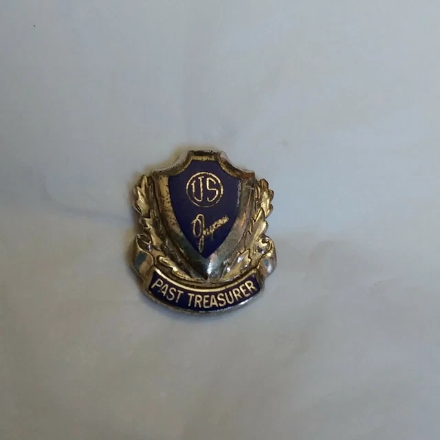 US Jaycees Past Treasurer Lapel Pin Blue And Silver Color Screw Back Vintage
