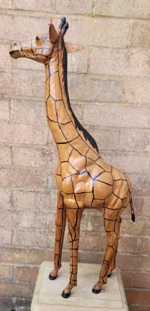 ❤️Vintage Leather Wrapped Giraffe Large 71cm Tall Statue Figurine 2