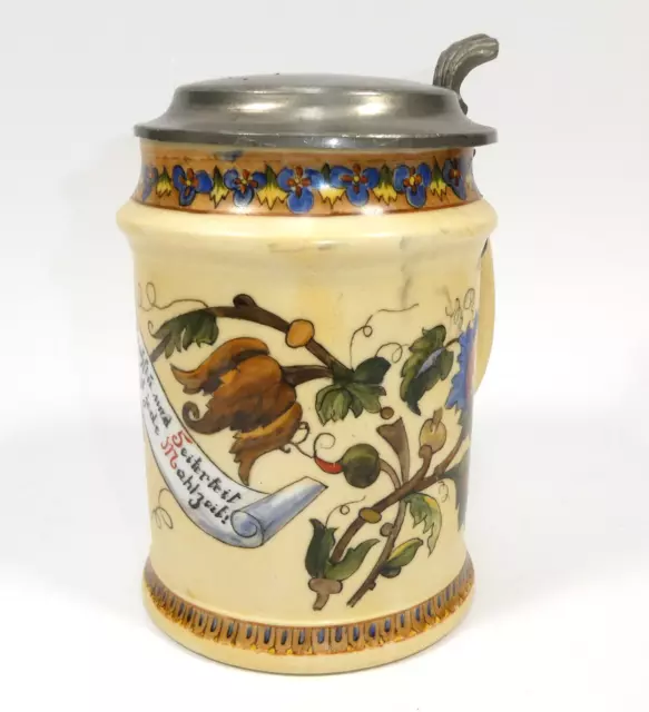 Hand-Painted Jug With Lithophanie Approx. 1890 Marked