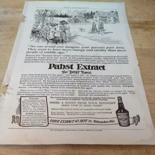 1911 Pabst Extract The Best Tonic Magazine Ad