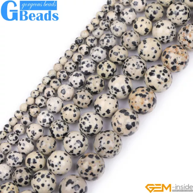 Natural Dalmatian Jasper Gemstone Round Beads Free Shipping 15" 4mm 6mm 8mm 10mm