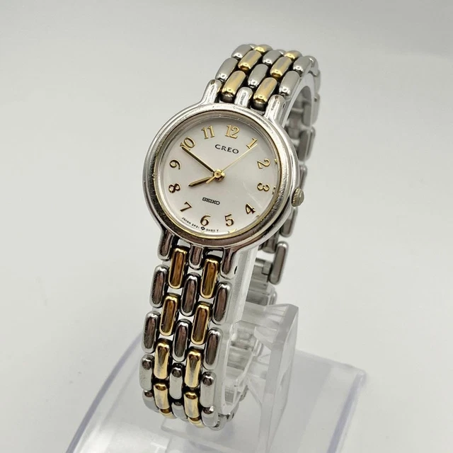 Montre Femme Seiko SXUC22J Vintage Années 80 - Boîtier Or Acier, Cadran Noir, Quartz, Neuve Avec étiquettes