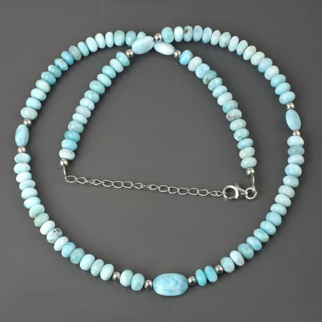 Naturel Larimar Rondelle Perles Facettées Main Chaîne 18 " Strand Femmes Collier 2