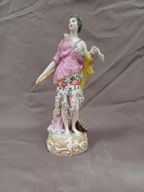 figurine porcelaine déesse musique XIX - XX ème Saxe Volkstedt Eckert