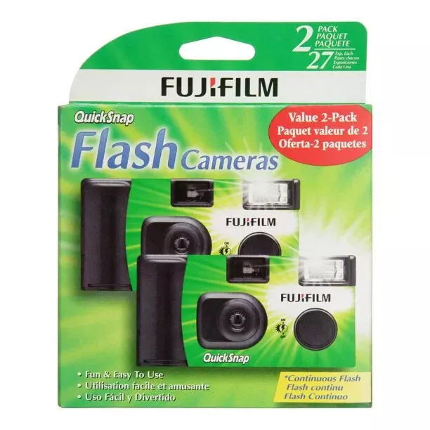 Cámara Fujifilm Quicksnap de un solo uso 35 mm con flash, paquete de 2 cumplidos por walm