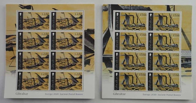 2020 Gibraltar; 10 Kleinbogensätze Postroute, **/MNH, MiNr. 1963/64, ME 960,-