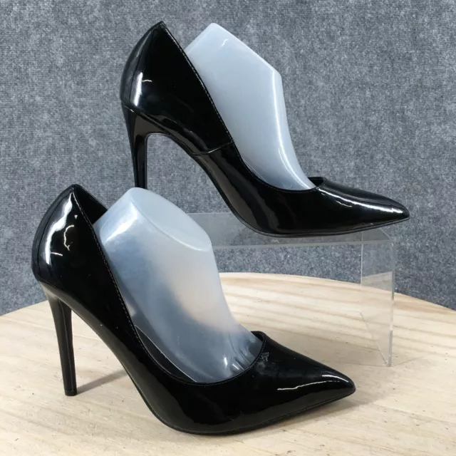 Steve Madden Heels Womens 8 M Altisha Slip On Pointed Pumps Black Patent Leather