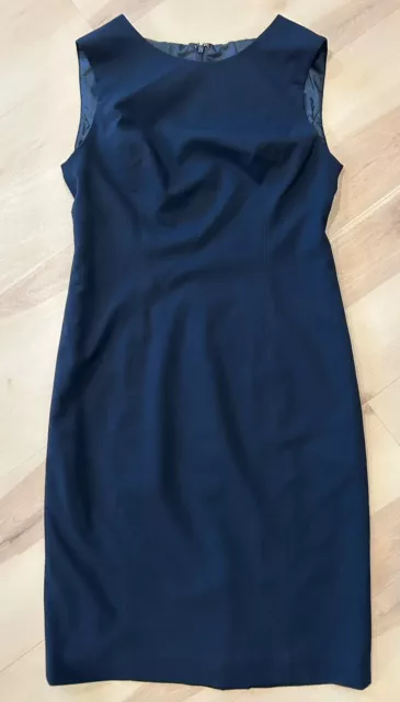 Jones New York Stretch Sleeveless Navy Blue Sheath Dress Sz 2 fitted lined