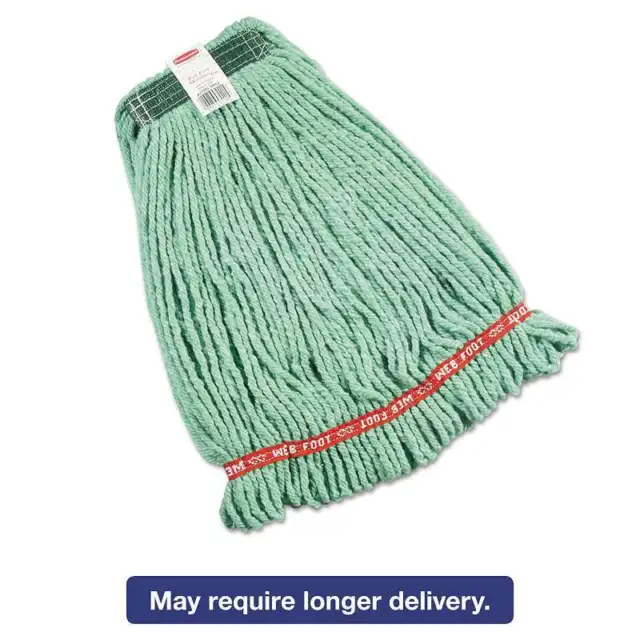 Rubbermaid Commercial Web Foot Wet Mop Heads, Shrinkless, Cotton/Synthetic, Gree