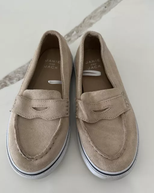 Janie And Jack Tan Suede Leather Penny Loafers Size 12