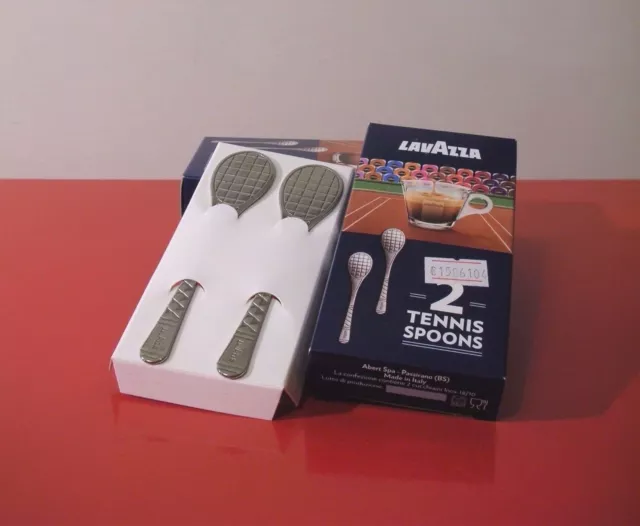 LAVAZZA 2 Cucchiaini Acciaio ABERT RACCHETTA TENNIS SPOON Caffé Espresso