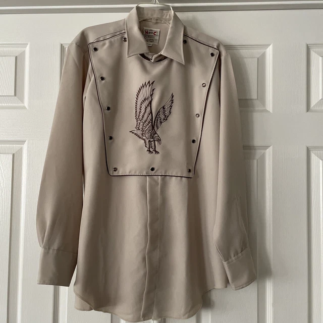 H Bar C California Ranchwear Mens Shirt  16.5 Snap Up Embroidered Eagle Retro