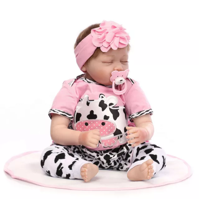 22" Handmade Lifelike Baby Girl Doll Silicone Vinyl Reborn Newborn Dolls Gift