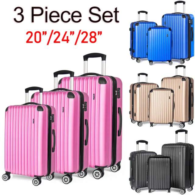 Luggage 3 Piece Set Suitcase Spinner Hardshell Lightweight TSA Lock 20"24"28" US 2