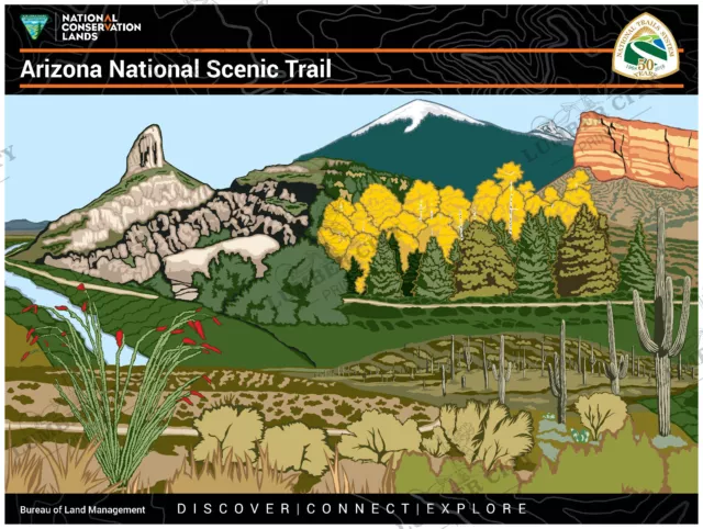 Arizona National Scenic Trail Conservation Land System 50th Poster Print 18x24