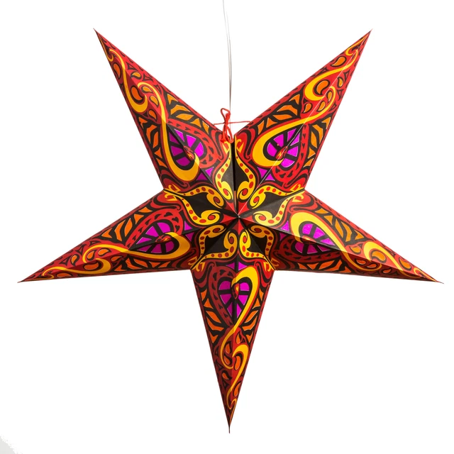 Hometown Evolution Inc S237 Red Star 24"W Single Light Plug-In Paper Lantern