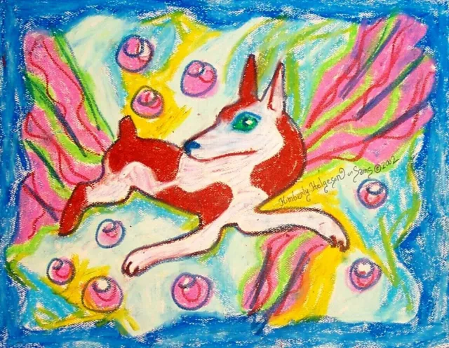 RAT TERRIER dog art PRINT abstract folk pop ART KSams 5x7 art modern