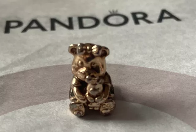 Pandora Retired Dora Bear Charm - 14k Rose Gold Plated