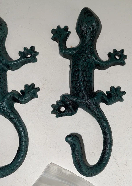 WALL HOOKS Coat Hanger Gecko Rustic Iron Towel Hook Key Holder 3 Pcs CHASBETE 3
