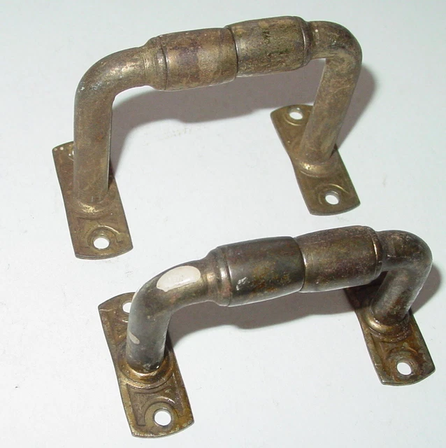 2 Pair Vintage Brass Plated Single Gooseneck Curtain Rod Brackets Mixed Lot