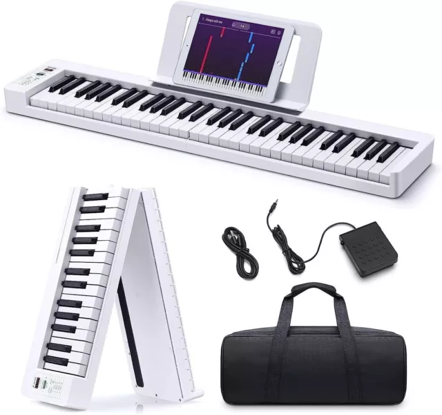 Donner DP-06 folding piano electronic keyboard 61-key folding white portable