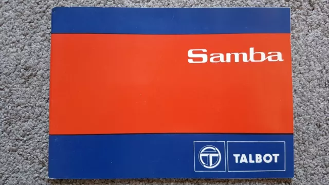 Talbot Samba Owners Handbook New Old Stock 1982-1984