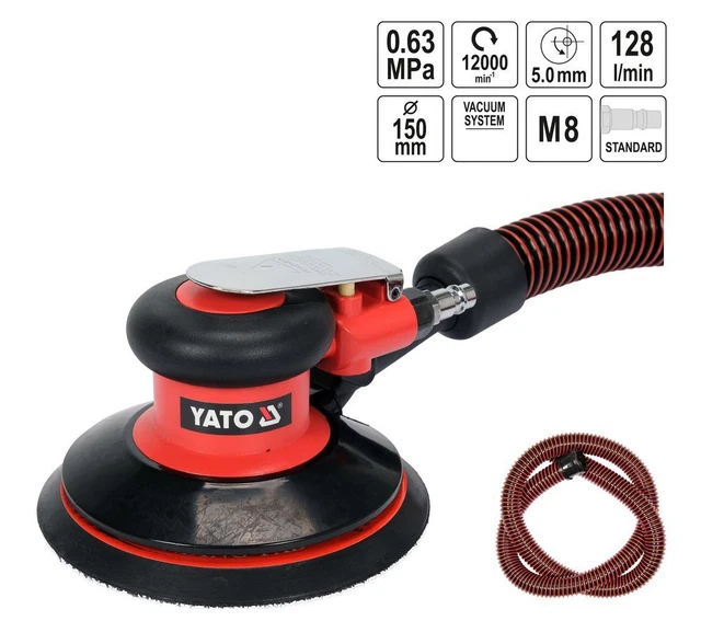 YATO Air Comprimé Ponceuse Excentrique Meuleuse 150 MM Ponceuse à Disque