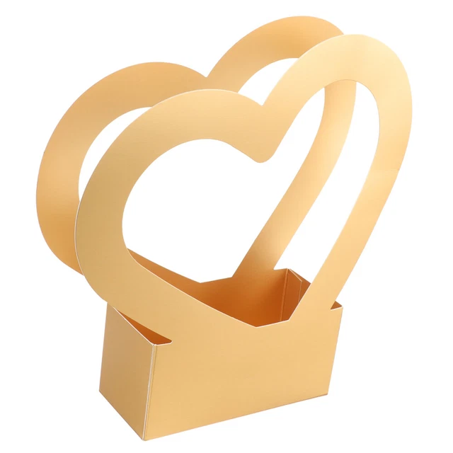Amor maleta bolsas de papel para ramos de flores cajas de corazón para flores doradas