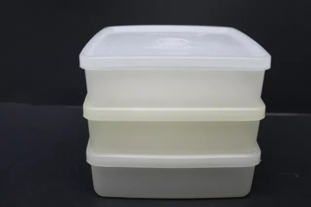 Lot of 3 Vintage Tupperware #670 Square A Way Sandwich Keepers w Lids