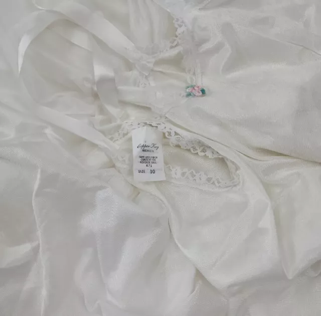 VTG Copper Key Girl's Full Circle Slip Petticoat Lace White Size 10 Nylon USA