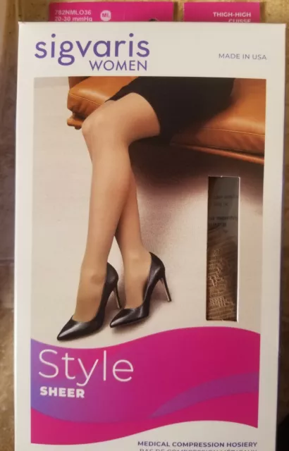 Sigvaris Style 782NML036 puntera abierta transparente con parte superior de agarre - 20-30 mmHg ML