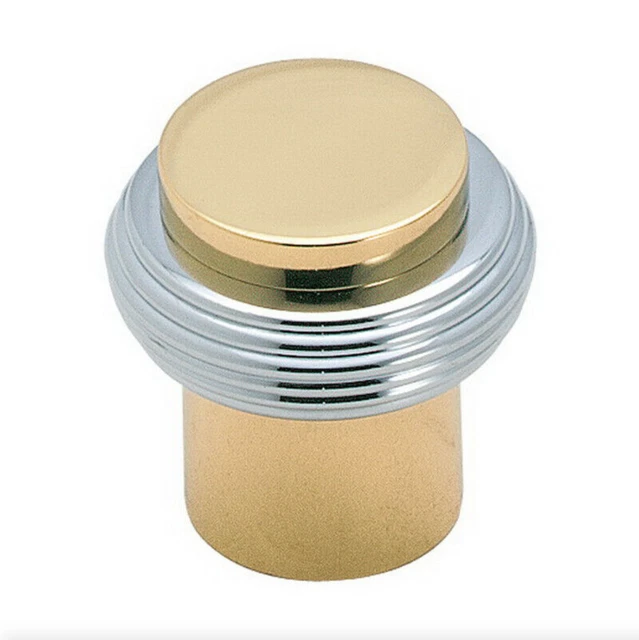 Nos! Amerock 3/4" Brass W/ Polished Chrome Rings Cabinet Knob, Bp1963-263