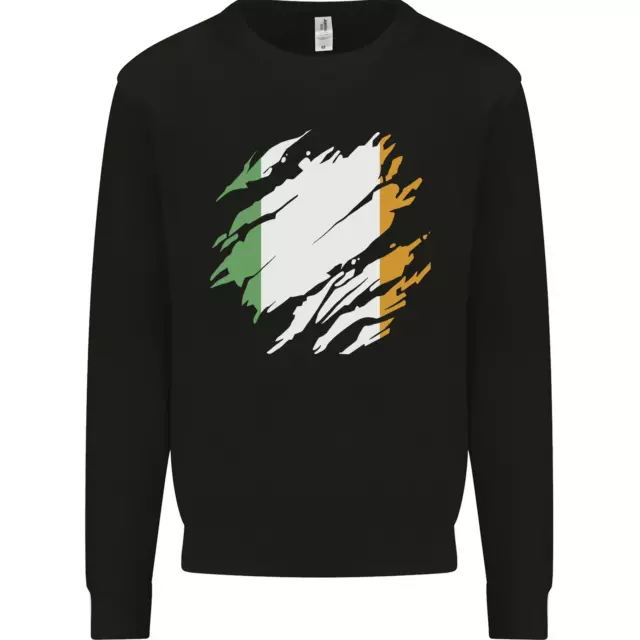 Torn Ireland Flag Irish St Patricks Day Football Mens Sweatshirt Jumper